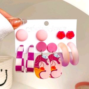 Geometric Rose Round Heart Decor Earrings.